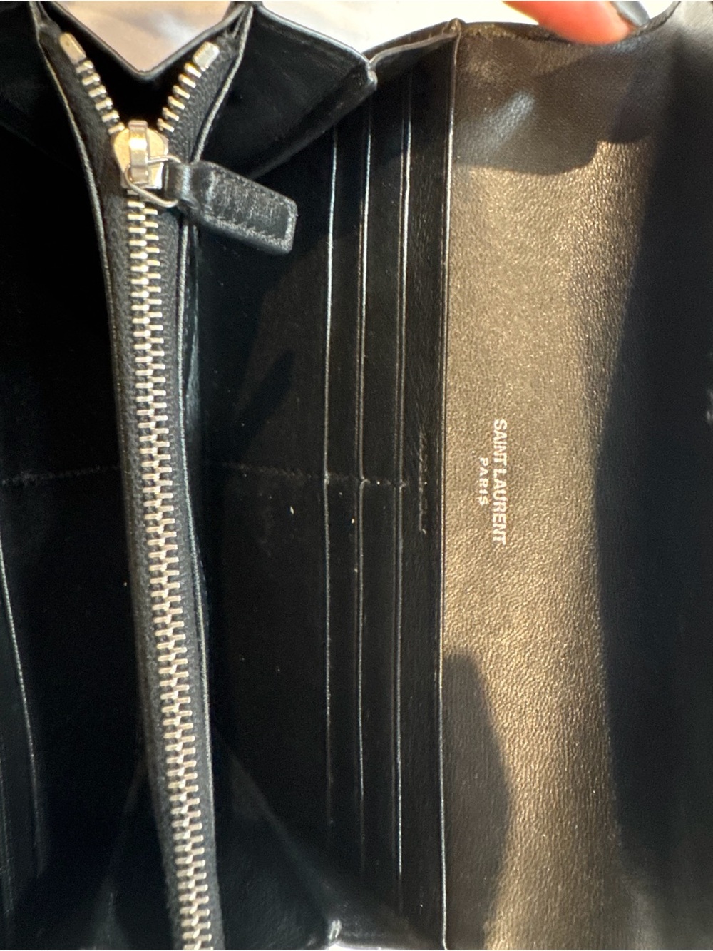 Saint Laurent Lou Lou Wallet - Black Quilted Leather with Silver YSL Logo - Picture 11 of 13